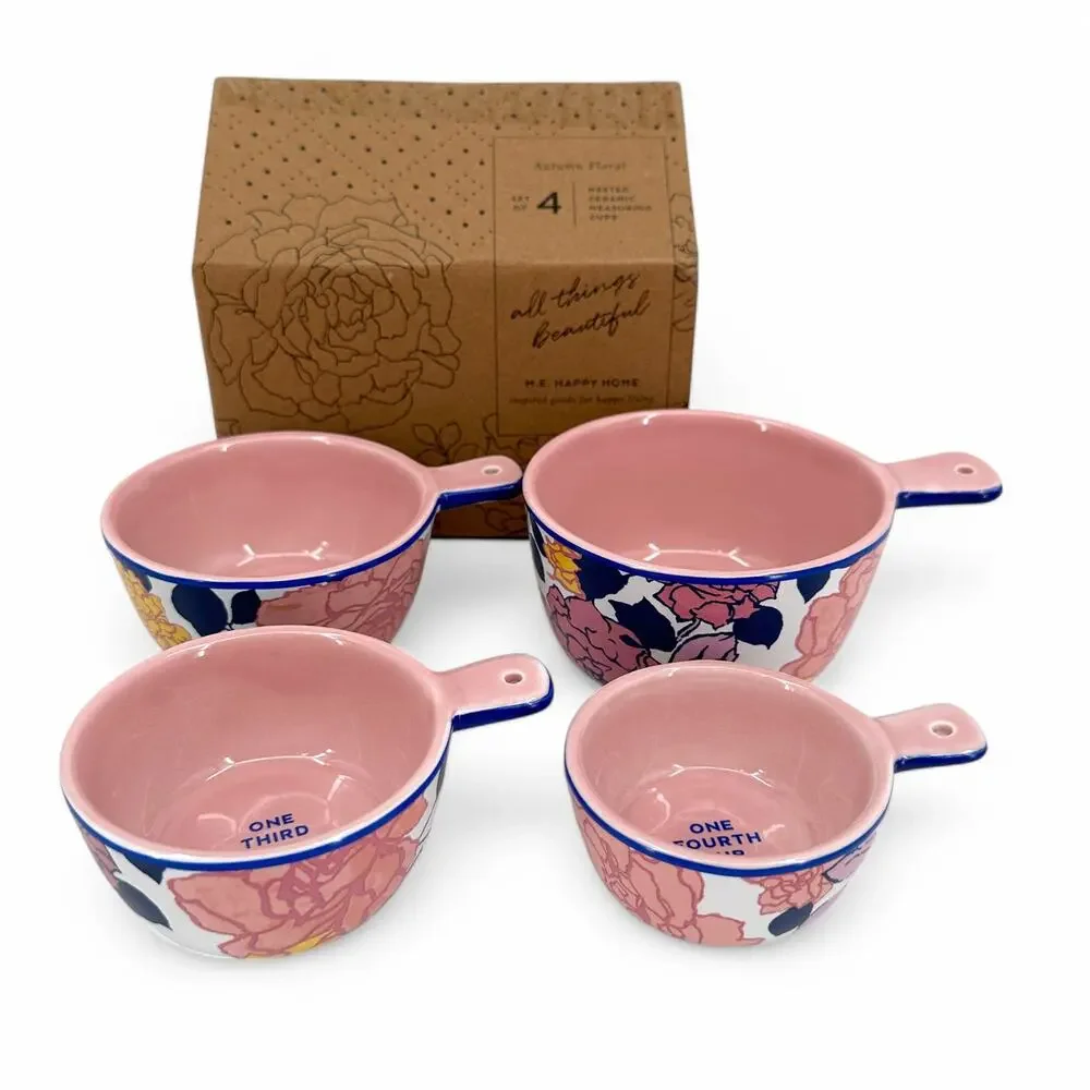 Margot Elena Nested Ceramic Measuring Cups Autumn Floral Set of 4